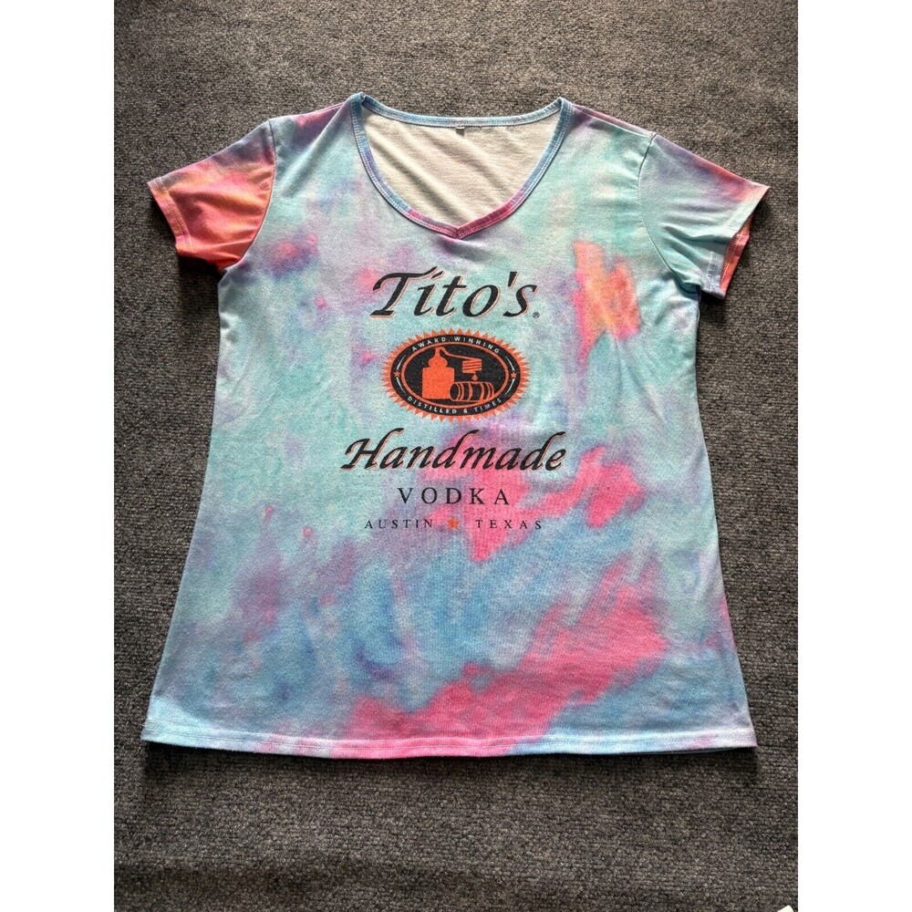 Tito’s Vodka Pajama Shirt Womens Medium M Short Sleeve Blue PJ Top